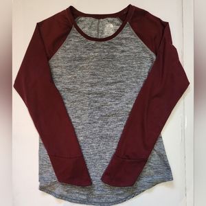 North Face Flashdry Long Sleeve Shirt Size M Womens Gray Maroon